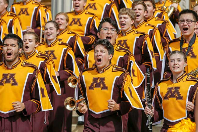 U of M marching band during a performance